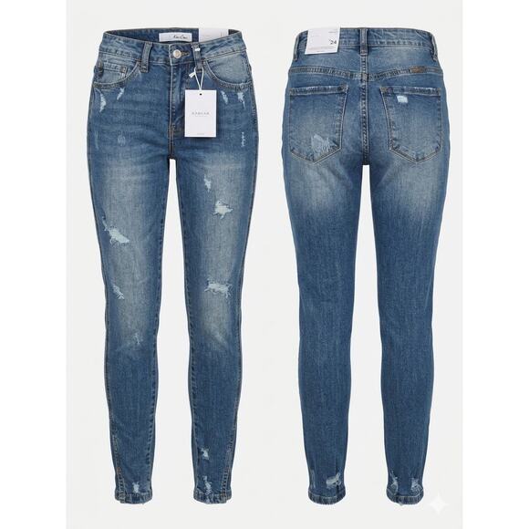 KanCan Denim - KanCan Distressed Denim Blue Jeans Size 1/24 New With Tags